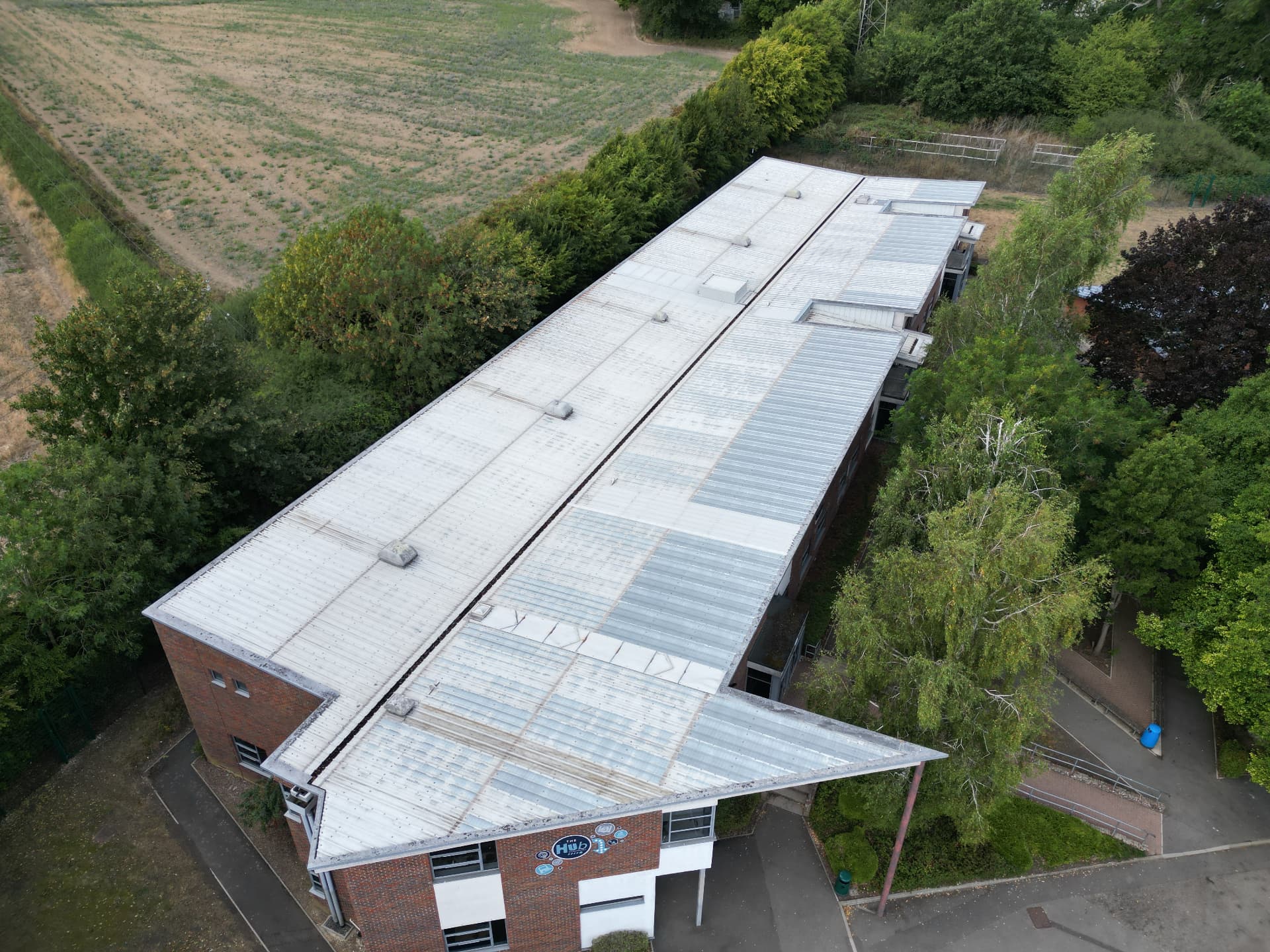 Second flat roof area at end of serviceable life before refurbishment, Kingsbury Green Academy