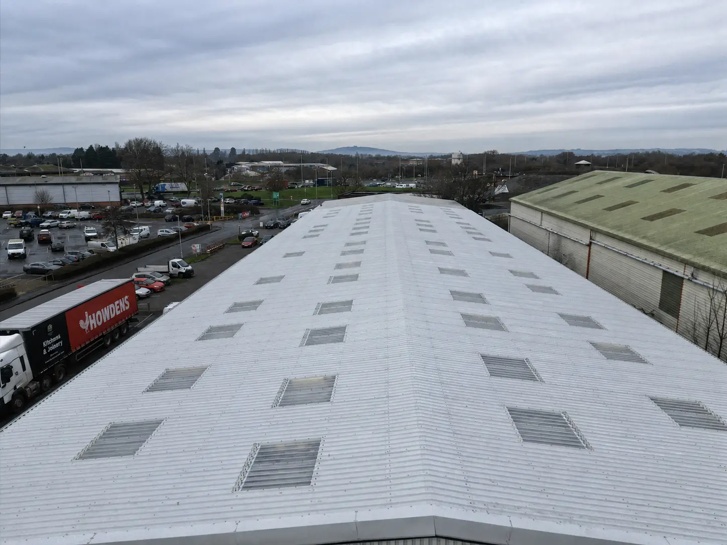 In-Plane GRP Rooflights rooflights system installed by TRS on a UK commercial building