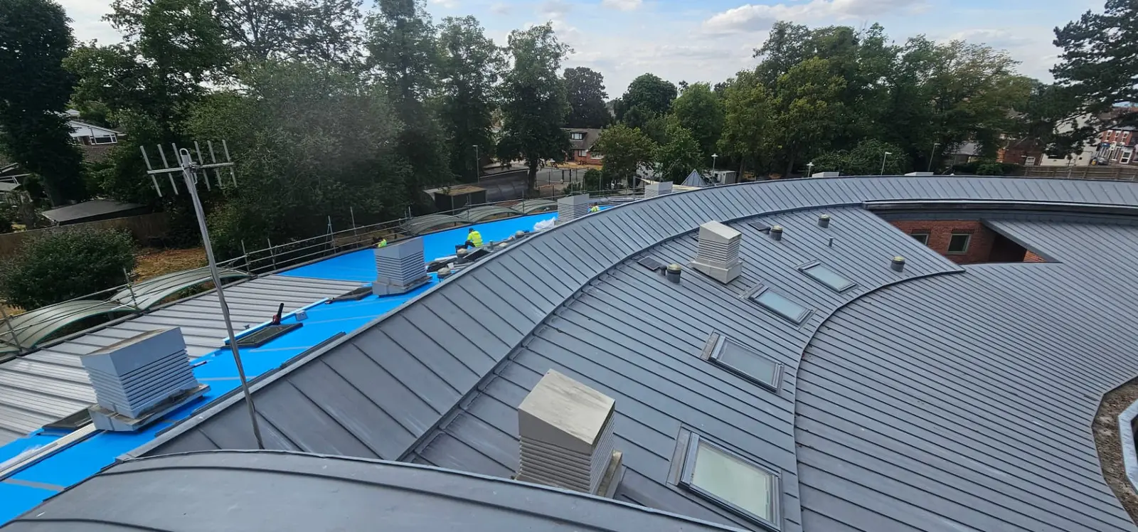 Standing Seam Roofing metal roofing system installed by TRS on a UK commercial building