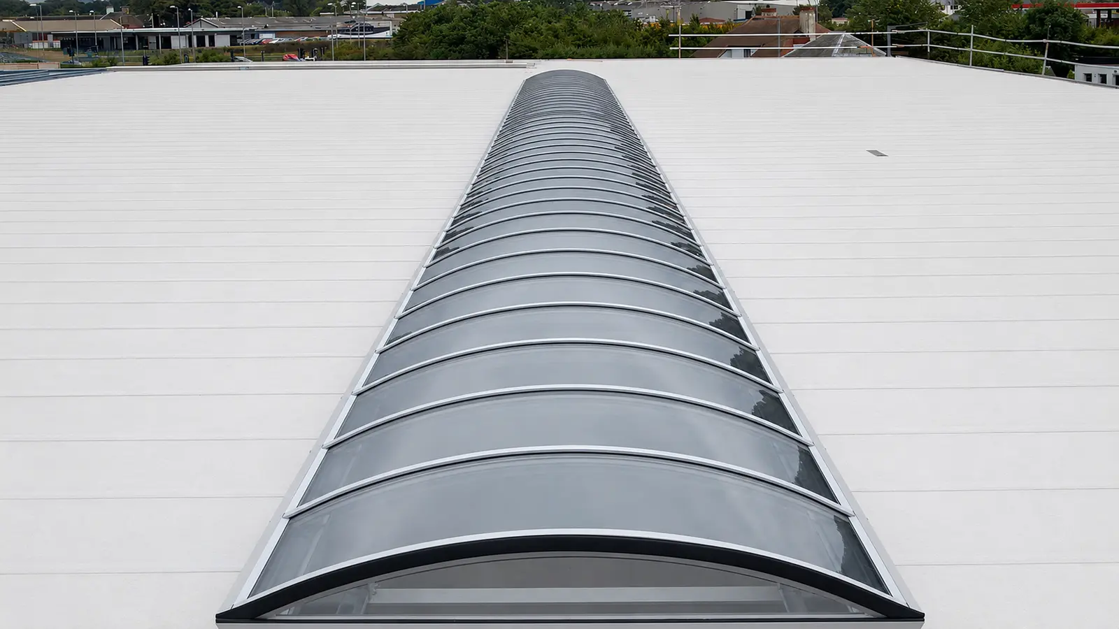 Polycarbonate Barrel Vaults & Modular Systems rooflights system installed by TRS on a UK commercial building