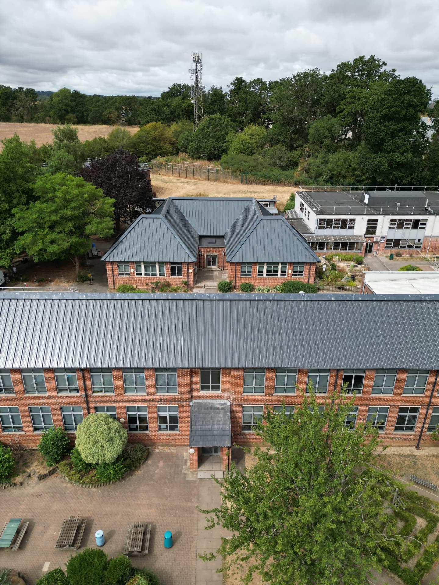 Alternative view of the completed pitched roof with hips and valleys, Kingsbury Green Academy