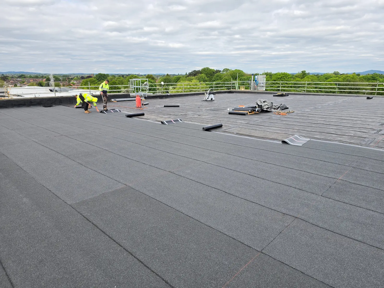 Strip And Replace flat roofing system installed by TRS on a UK commercial building